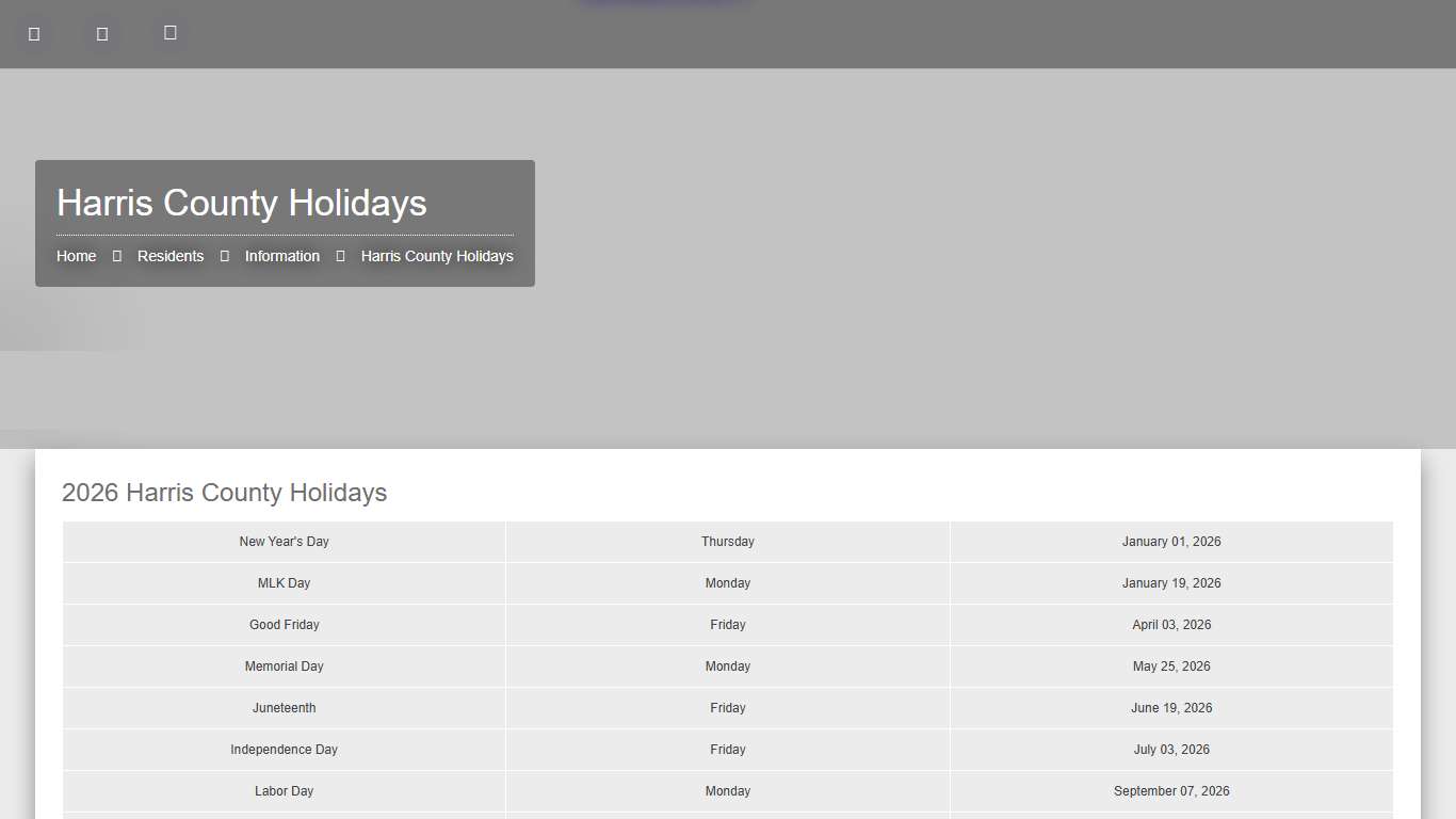 Harris County Holidays Harris County Texas